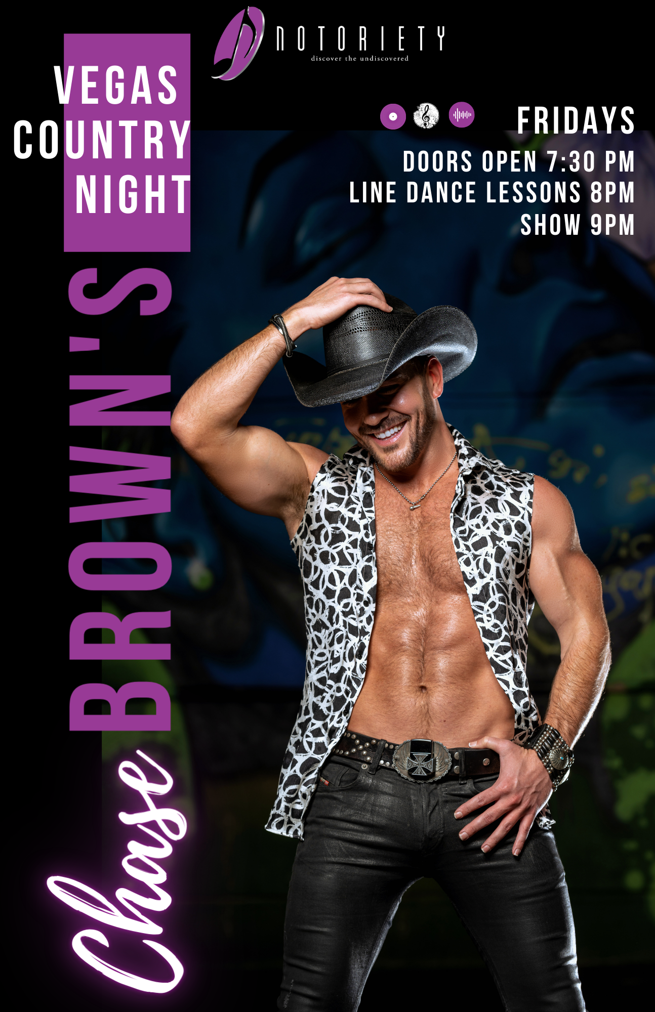 Chase Brown Vegas Country Night Tour Poster 2025